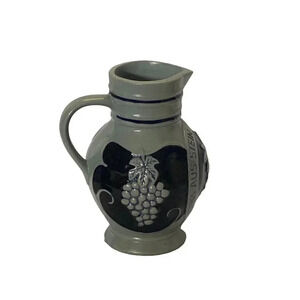 1 Liter Wine Pitcher German Glazed Blue Gray Trink Aus Stein Den Edlen Wein VGUC